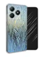Небесно-голубой чехол на Realme C61 4G (Global) / Realme C61 4G прозрачный, с принтом, защита камеры