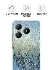 Небесно-голубой чехол на Realme C61 4G (Global) / Realme C61 4G прозрачный, с принтом, защита камеры