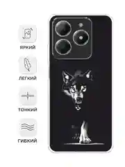 Серый меланж чехол на Realme C61 4G (Global) / Realme C61 4G прозрачный, с принтом, защита камеры