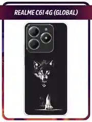 Серый меланж чехол на Realme C61 4G (Global) / Realme C61 4G прозрачный, с принтом, защита камеры