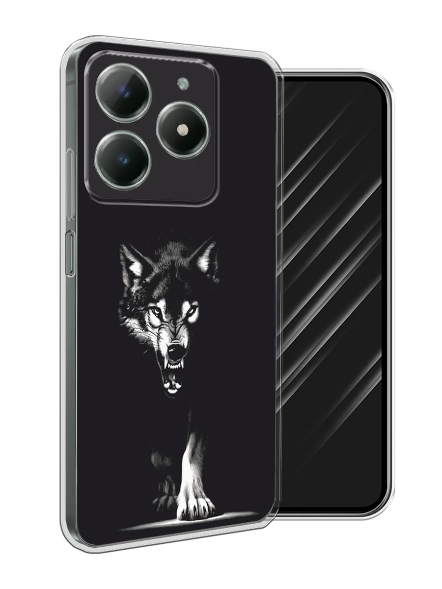 Серый меланж чехол на Realme C61 4G (Global) / Realme C61 4G прозрачный, с принтом, защита камеры