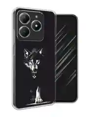 Серый меланж чехол на Realme C61 4G (Global) / Realme C61 4G прозрачный, с принтом, защита камеры