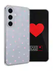 Розовый чехол на Samsung Galaxy S24 FE 5G / Самсунг S24 FE прозрачный, с принтом, защита камеры