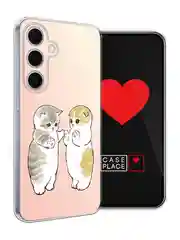 Бежевый меланж чехол на Samsung Galaxy S24 FE 5G / Самсунг S24 FE прозрачный, с принтом, защита камеры