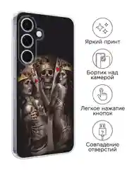 Оливковый чехол на Samsung Galaxy S24 FE 5G / Самсунг S24 FE прозрачный, с принтом, защита камеры