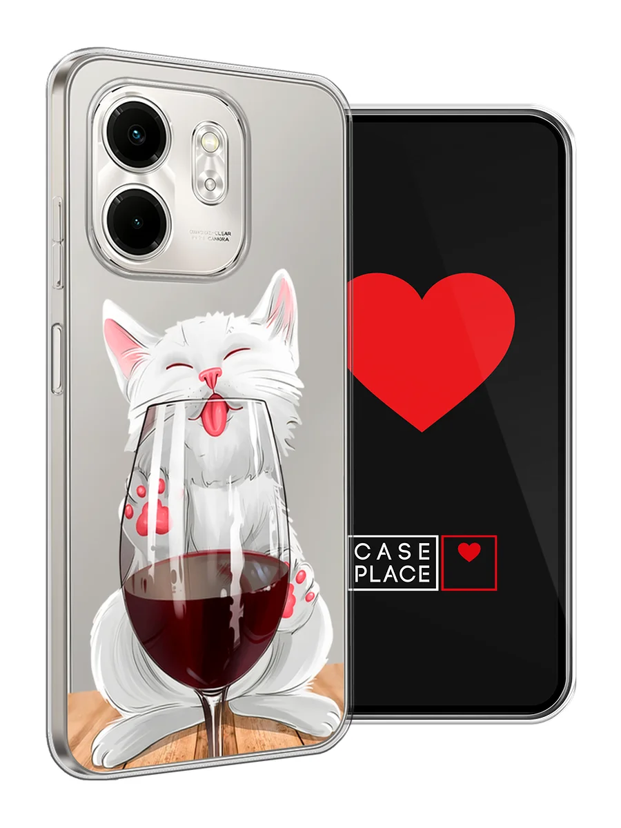Вишнёвый чехол на Infinix Smart 9/Hot 50i / Инфиникс Смарт 9/Хот 50i прозрачный, с принтом