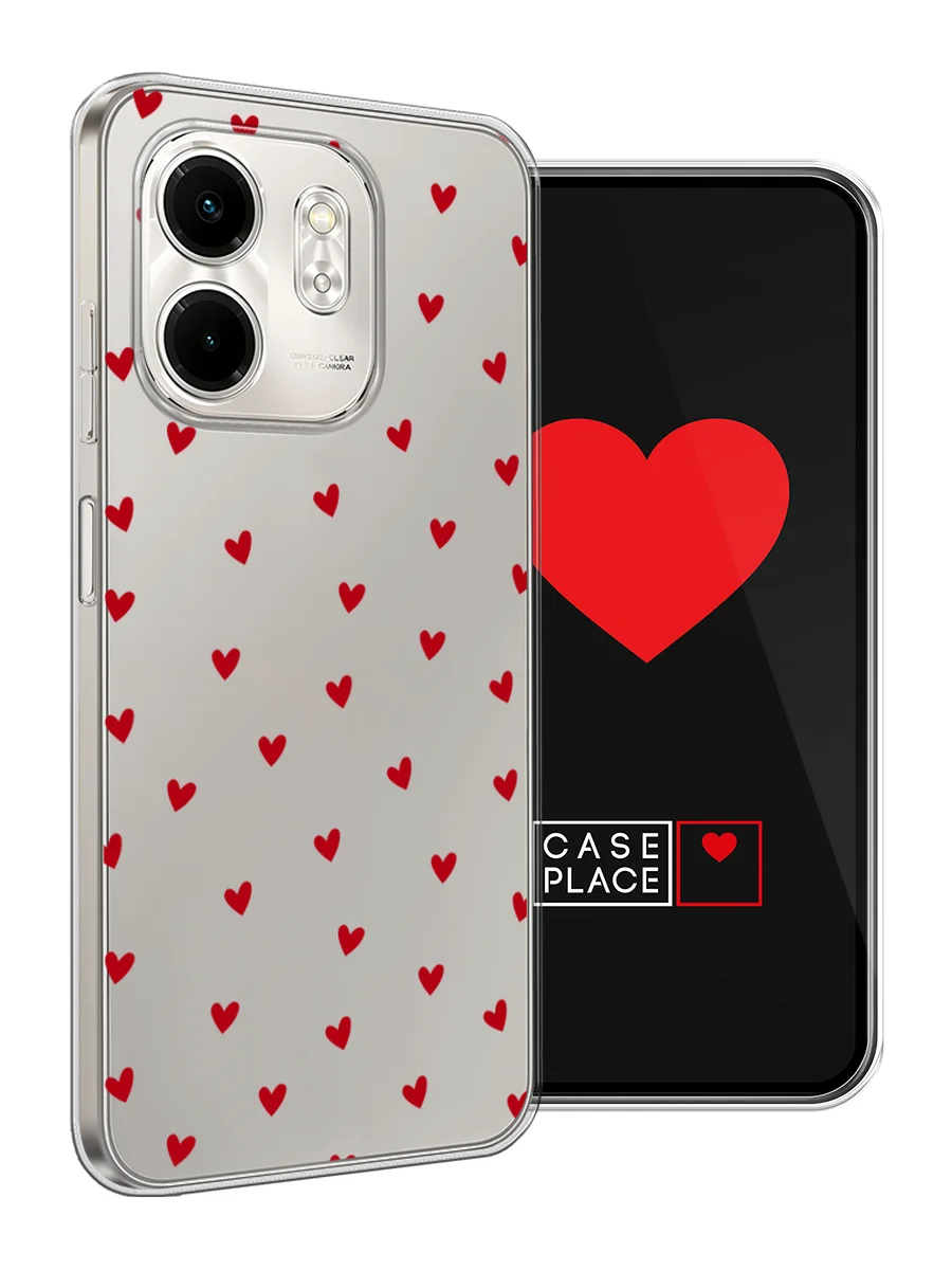 Коралловый меланж чехол на Infinix Smart 9/Hot 50i / Инфиникс Смарт 9/Хот 50i прозрачный, с принтом
