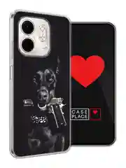 Серый металлик чехол на Infinix Smart 9/Hot 50i / Инфиникс Смарт 9/Хот 50i прозрачный, с принтом