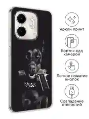 Серый металлик чехол на Infinix Smart 9/Hot 50i / Инфиникс Смарт 9/Хот 50i прозрачный, с принтом