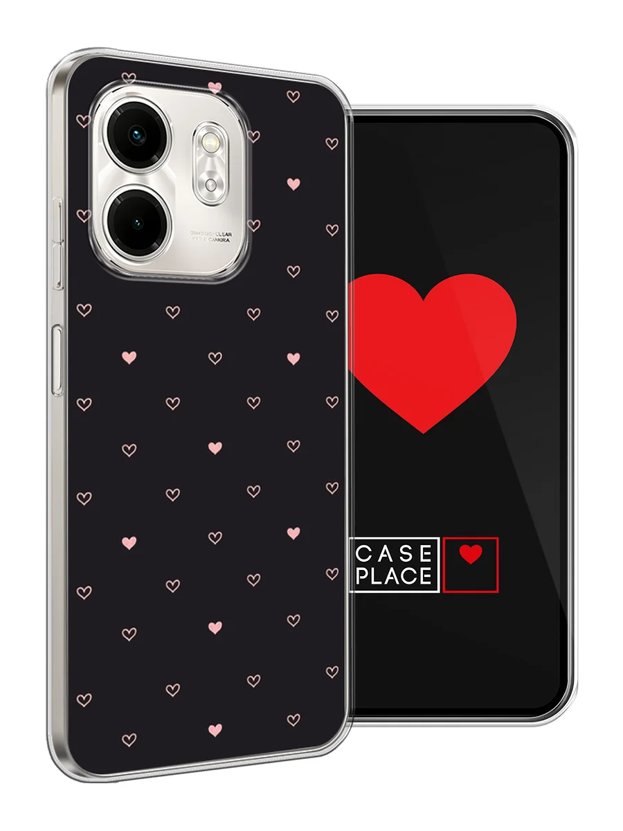 Черный чехол на Infinix Smart 9/Hot 50i / Инфиникс Смарт 9/Хот 50i прозрачный, с принтом