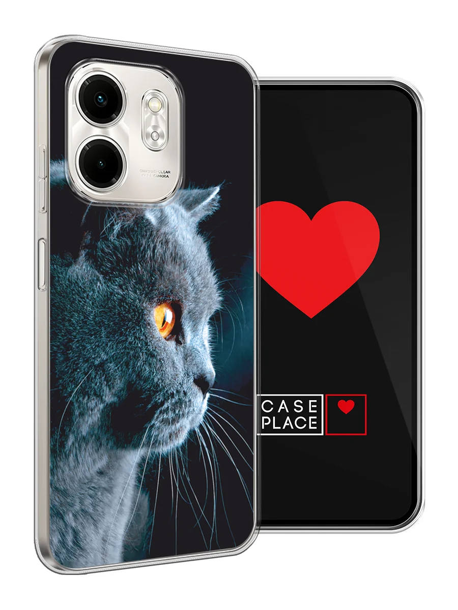 Тёмно-серый чехол на Infinix Smart 9/Hot 50i / Инфиникс Смарт 9/Хот 50i прозрачный, с принтом