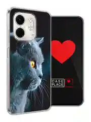 Тёмно-серый чехол на Infinix Smart 9/Hot 50i / Инфиникс Смарт 9/Хот 50i прозрачный, с принтом