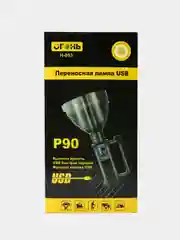 Черный фонарь прожектор ручной аккумуляторный, с индикацией заряда и функцией Power bank, походны