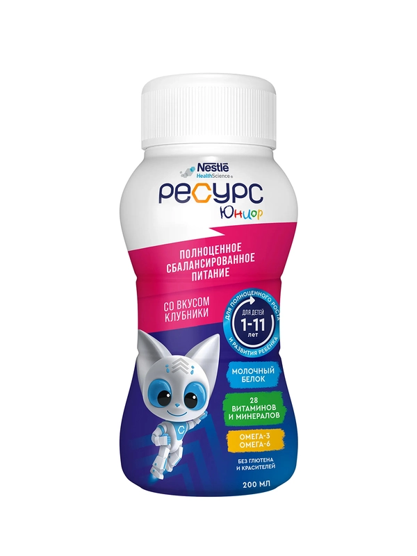 Молочная смесь Nestle Resource Clinutren Junior, с12 месяцев, со вкусом клубники, 200 г 