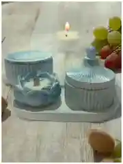 Индиго декоративный набор шкатулки и свеча ручной работы