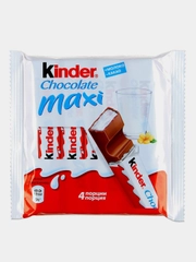 Шоколад KINDER Chocolate Maxi с молочной начинкой, 4 порции по 21г