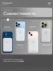 Белый аккумулятор внешний для iPhone, зарядка Magsafe для айфона, PowerBank, повербанк 5000 mAh