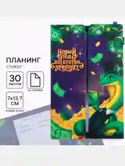 Разноцветный новогодний подарочный набор: планинг-стикеры  и ручка