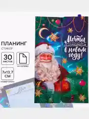 Фиолетовый новогодний подарочный набор: планинг-стикеры  и ручка