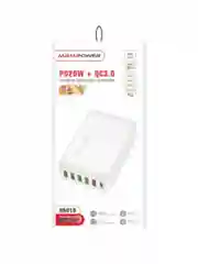Белый сетевое зарядное устройство MRMPW H5016, 65W, 5xUSB, 1xType-C (PD20W)