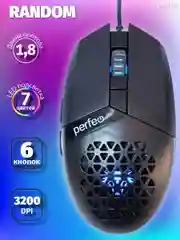 Мышь оптич. Perfeo "RANDOM", 6 кн, USB, GAME DESIGN, 7 цв. LED подсветка, 1200-3200 DPI
