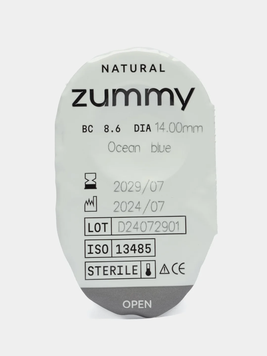 Морской цветные линзы Zummy Natural 0,0, радиус кривизны 8,6