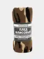 Хаки мягкий плед-покрывало флис, плед с новогодним принтом