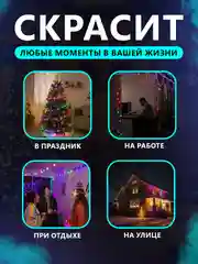 Светодиодная лента, гирлянда, 5 м, с пультом ДУ, синхронизация с телефоном