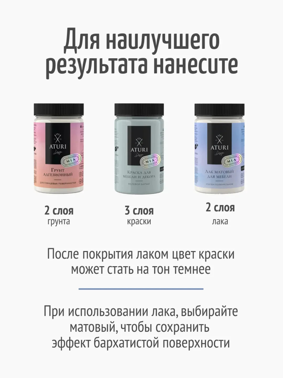 Прозрачный лак сополимерный Aturi Design Mia для мебели и декора, безцветный, матовый, 290гр