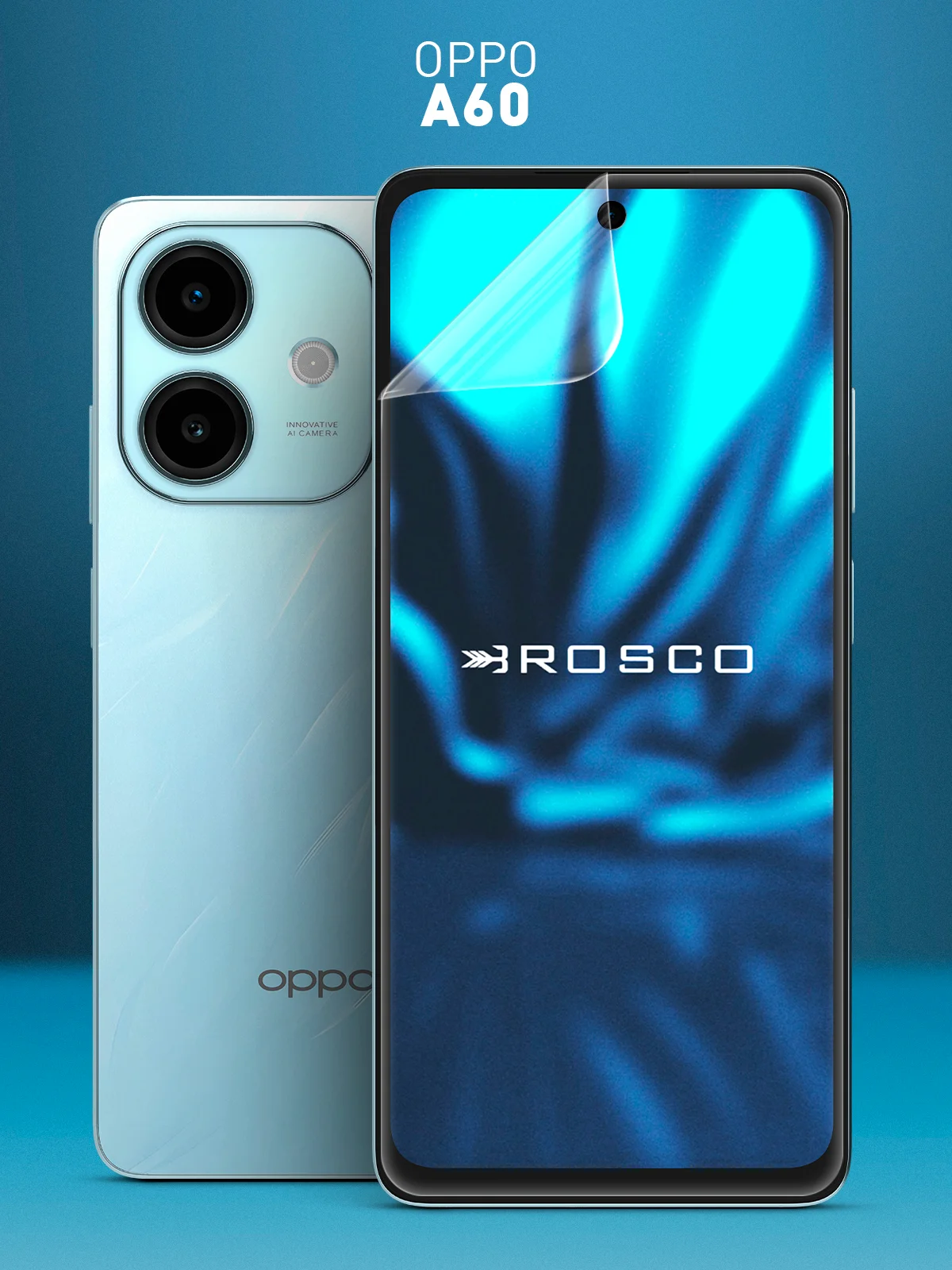 Прозрачный защитная плёнка для Oppo A60 гидрогелевая ROSCO с олеофобноым покрытием, тонкая, не стекло