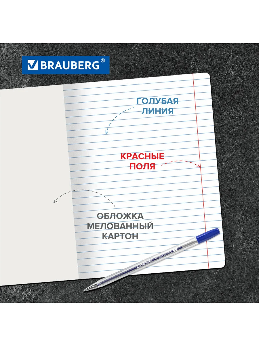 Тетрадь школьная в линию Brauberg "Классика New", 24 листа, набор 20 шт, картонная обложка