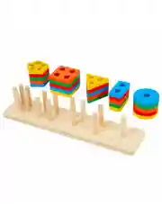 Сортер Brauberg Kids, 665259, для малышей, пирамидка, 5 фигур, развивающие игрушки, дерево