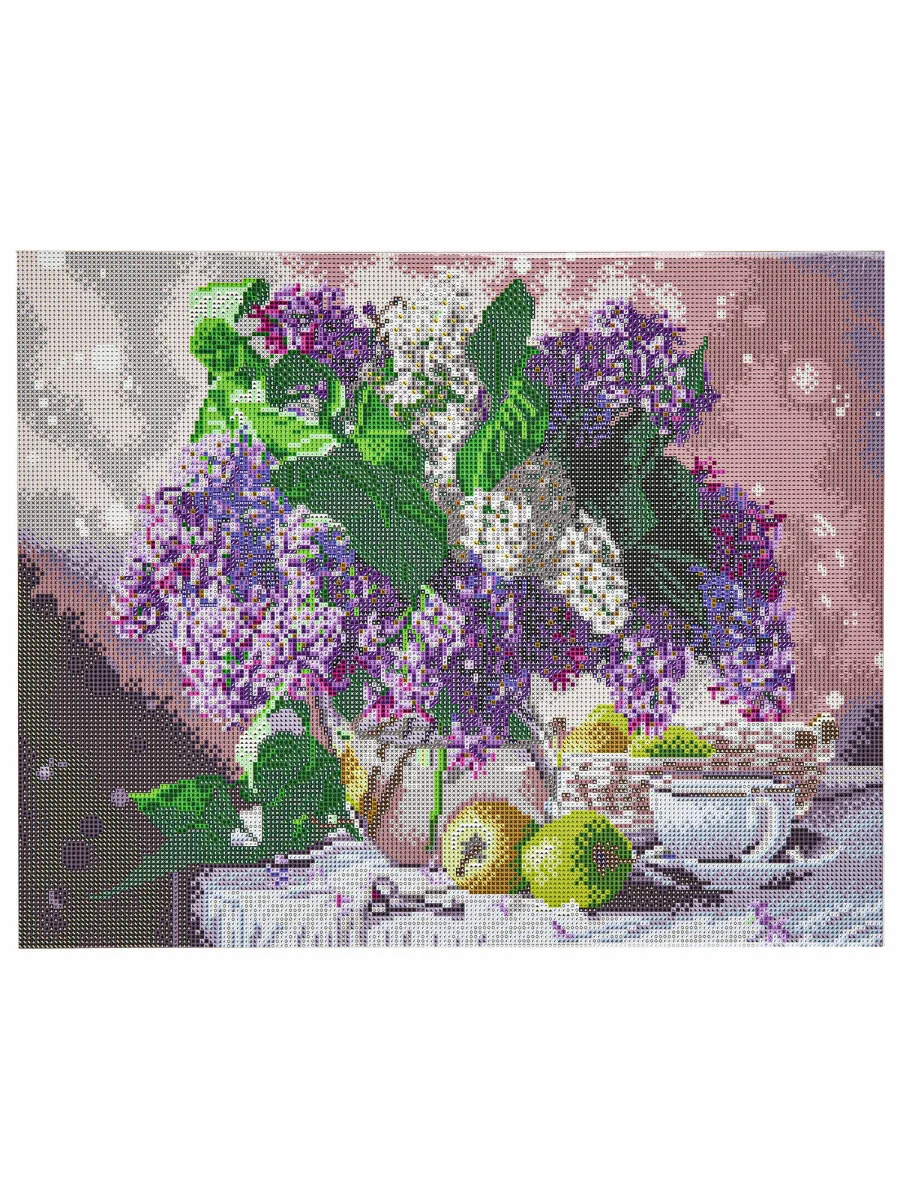 Картина стразами (алмазная мозаика) 40*50 см, ОСТРОВ СОКРОВИЩ "Букет сирени",на подрамнике