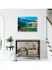 Картина стразами (алмазная мозаика) 40*50 см, Остров сокровищ "Горное озеро" на подрамнике