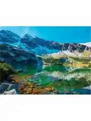 Картина стразами (алмазная мозаика) 40*50 см, Остров сокровищ "Горное озеро" на подрамнике