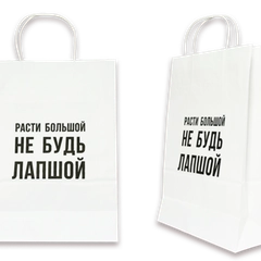 Пакет подарочный- Расти большой не будь лапшой- белый