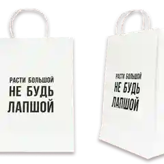 Пакет подарочный- Расти большой не будь лапшой- белый