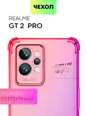 Розовый чехол для Realme GT 2 Pro противоударный силиконовый BROSCORP прозрачный с защитой углов