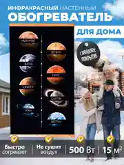Зелёный хаки обогреватель электрический Totmart 400 Вт настенный, инфракрасный, интерьерный, для дома, дачи