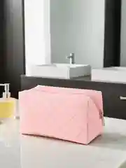 Розовый косметичка меховая, плюшевая, большая, дорожная, объемная