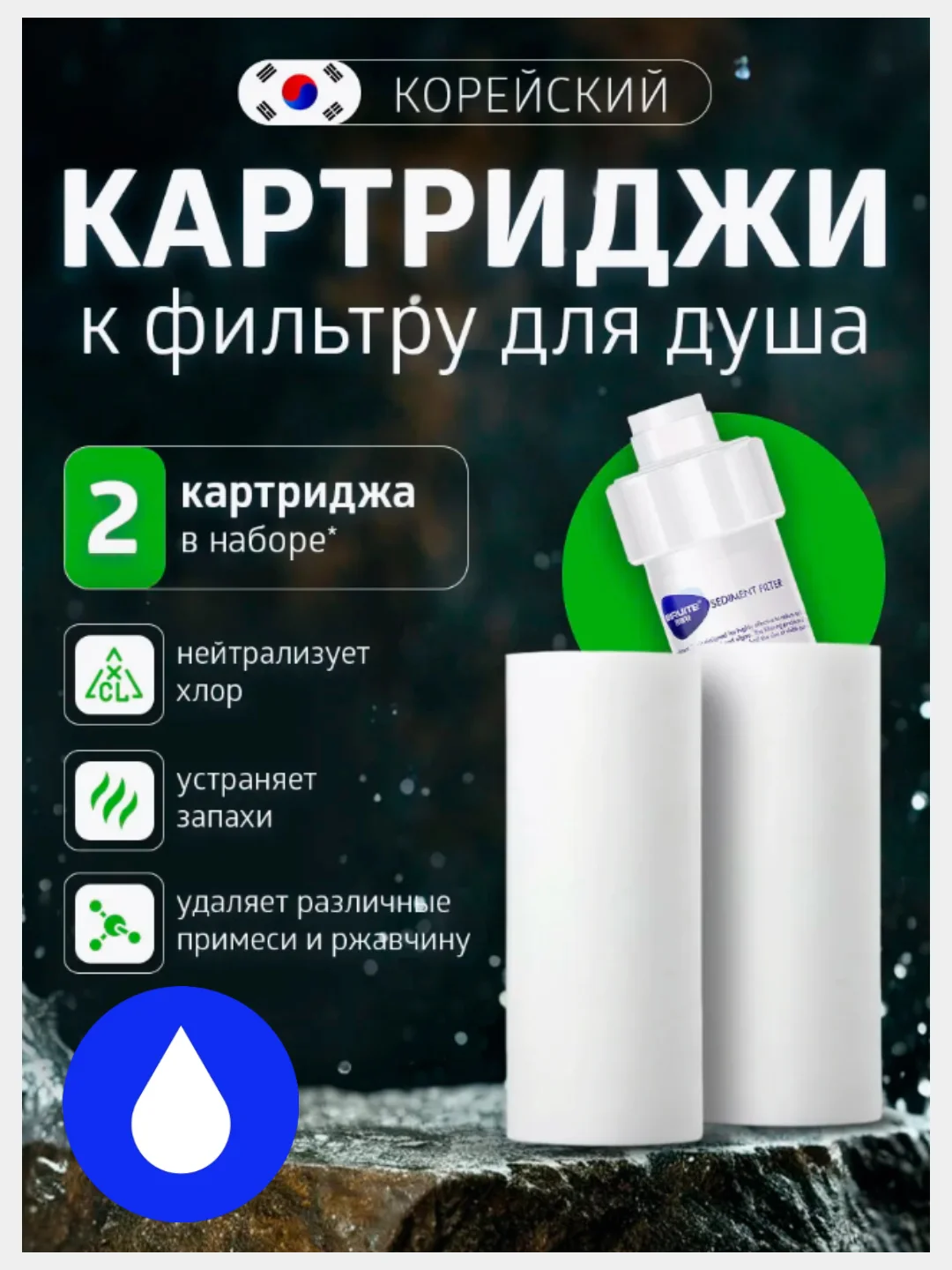 Прозрачный фильтр для душа от хлора и ржавчины, корейский, насадка на лейку в ванну
