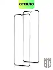 Прозрачный защитное стекло (1-2 шт) BROSCORP для Huawei Nova Y61 с олеофобным покрытием, черная рамка