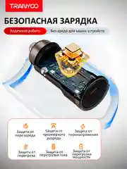 Золотой автомобильное зарядное устройство TRANYOO, TYPE-C, поддержка быстрой зарядки PD+QC, металл