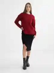 Бордовый свитер женский вязанный, оверсайз