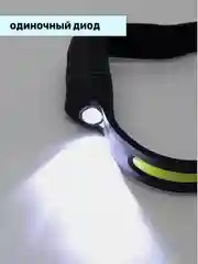 Черный фонарь налобный, аккумуляторный, светодиодный, LED, с сенсорным датчиком, 5 режимов