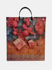 Терракотовый новогодние пакеты 40 х 44 см / Подарочные пакеты с пластиковой ручкой / Пакет на Новый год