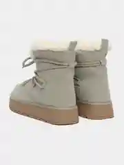 Серый зимние женские угги высокие, на платформе, с мехом