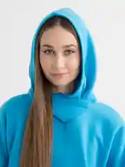 Лазурный худи женское утепленное с капюшоном, толстовка на флисе