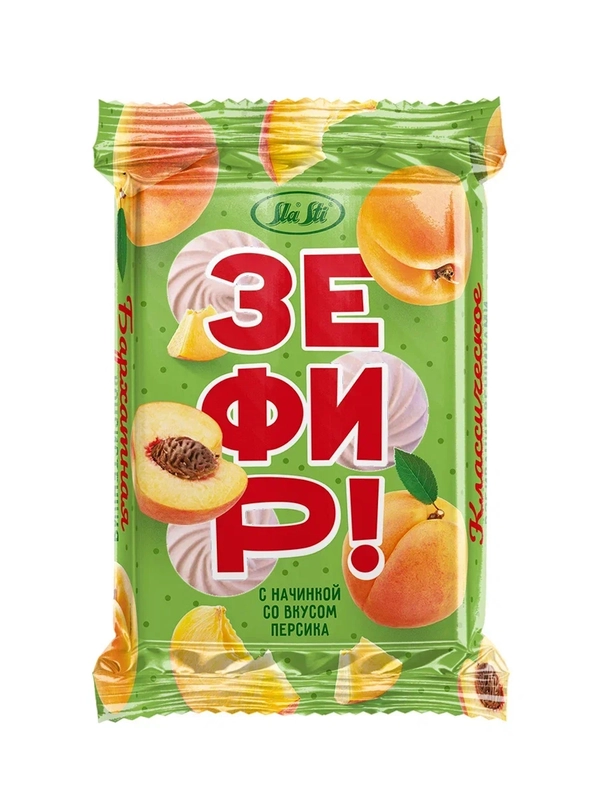 Зефир SlaSti с начинкой со вкусом персика флоу-пак 0,320кг