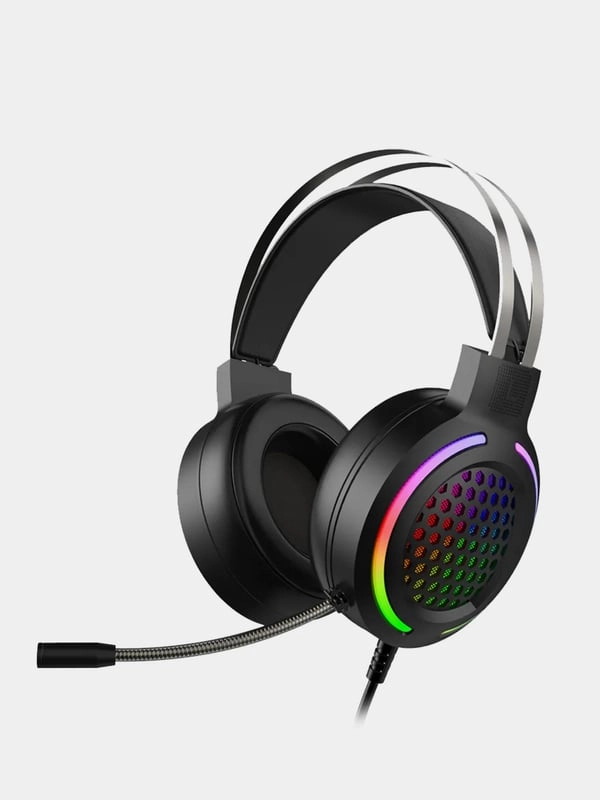 Наушники игровые, с микрофоном, RGB подсветкой и объемным звуком, 2 цвета